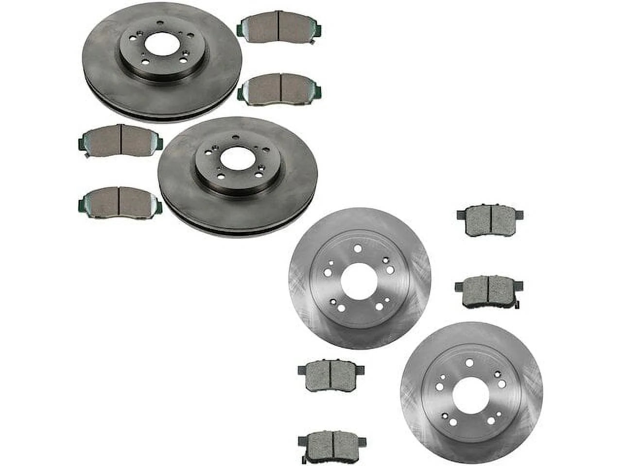Front and Rear Ceramic Brake Pads and Rotor Kit - 5 Lug - Vented Rotors - Compatible with 2011 - 2012 Honda Accord EX