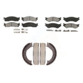 Transit Auto - Front Rear Semi-Metallic Brake Pads And Parking Shoes Kit For 2008 Dodge Ram 1500 Extended Crew Cab Pickup With 5 Lug Wheels KSN-100677