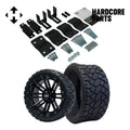 Hardcore Parts 4 Block Lift Kit for YAMAHA G2/G9 Golf Cart with 14 Black 'LANCER' Wheels and 20x8.5-14 STINGER On-Road/Off-Road DOT rated All-Terrain tires