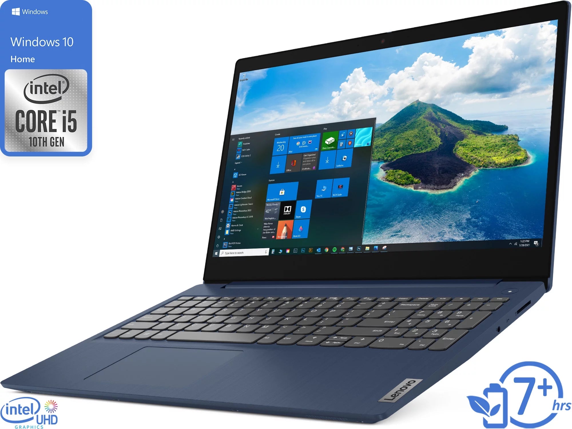 Lenovo IdeaPad 3 Notebook, 15.6 FHD Display, Intel Core i5-1035G1 Upto 3.6GHz, 8GB RAM, 256GB NVMe SSD, HDMI, Card Reader, Wi-Fi, Bluetooth, Windows 10 Home (81WE00ENUS)