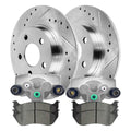 AutoShack Rear Brake Calipers Ceramic Pads Drilled Slotted Rotors Silver Kit Replacement for 2003-2007 Jeep Liberty 2004 2005 2006 TJ Wrangler 2.4L 2.8L 3.7L 4.0L V6 4WD RWD