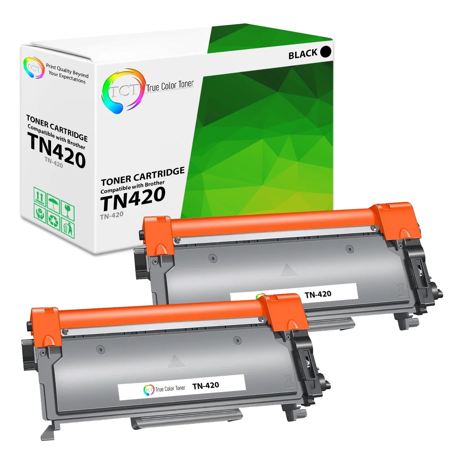 TCT Compatible Toner Cartridge Replacement for the Brother TN420 Series - 2 Pack Black