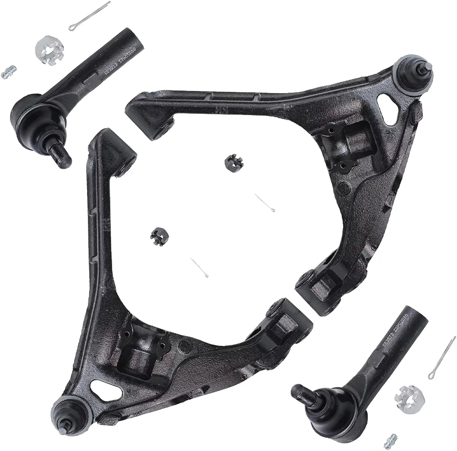 Detroit Axle - Front Lower Control Arms w/ Ball Joints and Outer Tie Rod Ends Replacement for 2000 - 2003 Dodge Durango - [2000 - 2004 Dodge Dakota] - 4WD ONLY - 4pc Set