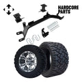 Hardcore Parts 4 Drop Axle Lift Kit for EZGO Marathon (1975-1993) Electric Golf Cart with 12 Machined/Gunmetal 'VAMPIRE' Wheels & 20x10-12 STINGER On-Road/Off-Road DOT rated All-Terrain tires