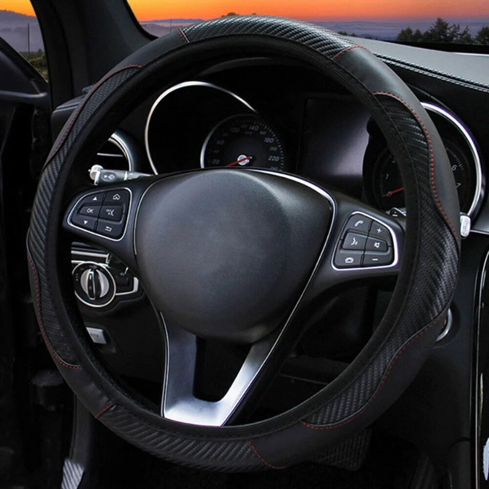 Universal 15 Microfiber Leather Car Steering Wheel Cover Anti-Slip For Auto