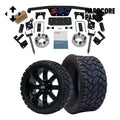 Hardcore Parts 4 Spindle Extension Lift Kit for Club Car DS (1982-2010) Golf Cart with 14 Black 'TEMPEST' Wheels and 20x8.5-14 STINGER On-Road/Off-Road DOT rated All-Terrain tires