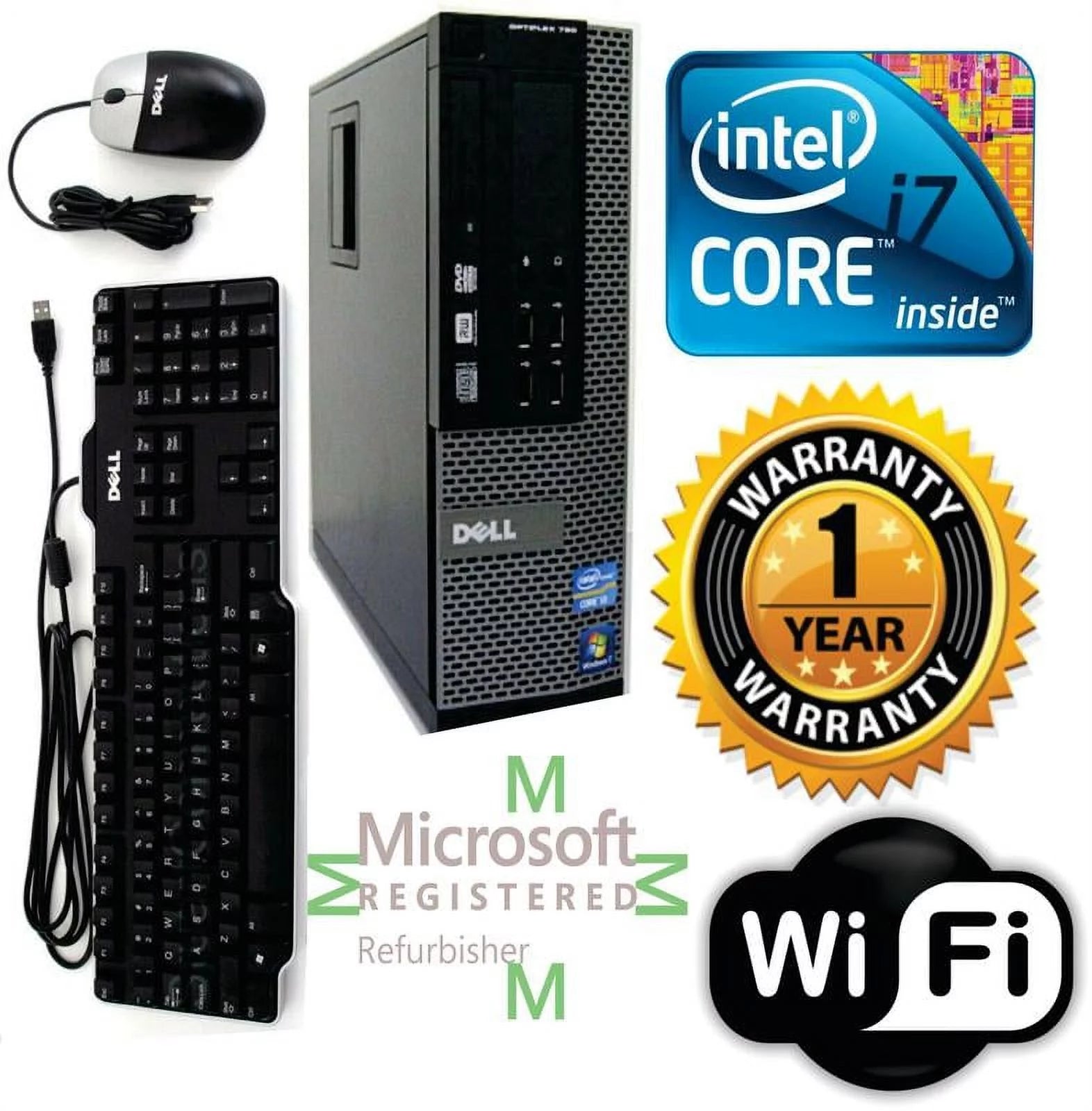 Desktop Computer Dell 7020 SFF Intel i7-4770 3.40GHz 16GB Ram NEW 1TB SSD Windows 10 Pro DVI Wi-Fi - Used - 1 YEAR WARRANTY