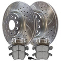AutoShack Front Wheel Bearing Hubs Drilled Slotted Rotors Silver Ceramic Pads Kit Driver and Passenger Side Replacement for VW Tiguan Limited 2012-2020 Passat 2015-2018 Audi Q3 Quattro FWD RHBBK0669