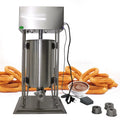 ZhdnBhnos 15L Electric Commercial Spanish Churro Making Machine Automatic Latin Fruit Donut Maker Stainless Steel Sausage Stuffer/Filler w/4 * Mold