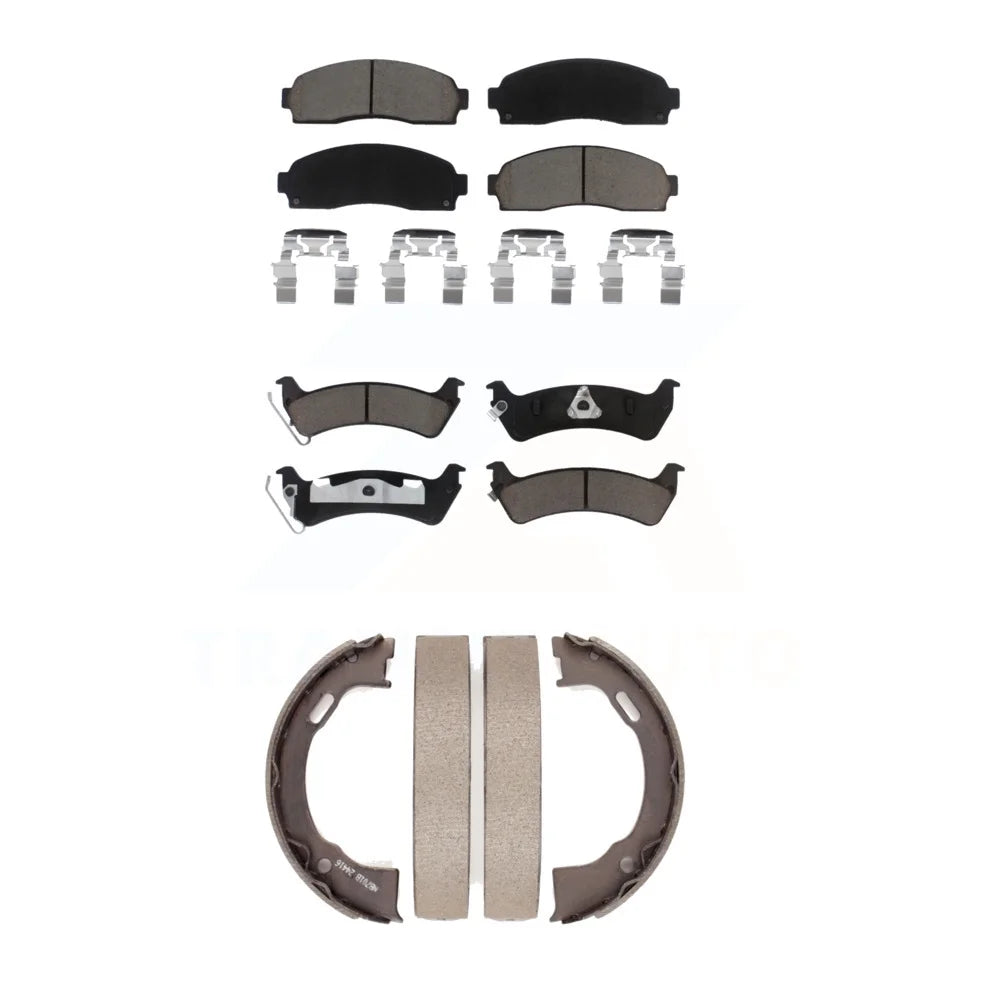 Transit Auto Front Rear Ceramic Brake Pads And Parking Shoes Kit For Ford Explorer Sport Trac KCN-100243