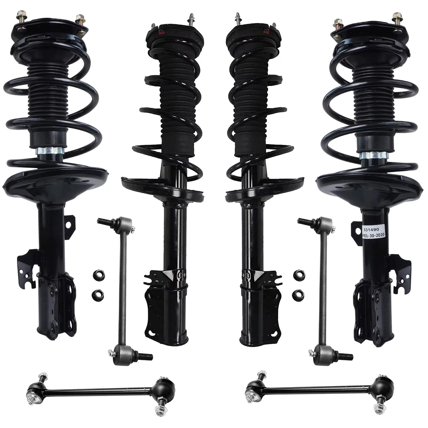 Detroit Axle - 8pc Struts kit for 2002-2003 Toyota Camry - [02 03 Lexus ES300 w/o Adaptive Suspension] Complete 4 Front Rear Struts w/Coil Spring 4 Sway Bar Links Replacement Ready Struts Assembly
