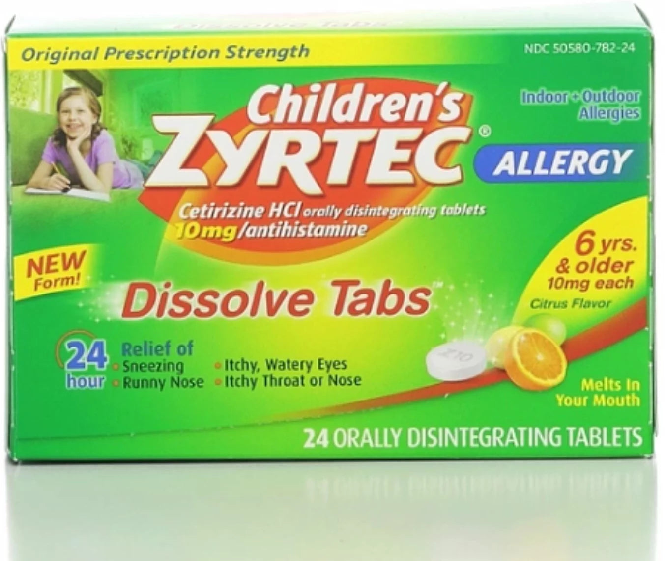 Zyrtec Children's 24 Hour Allergy Dissolve Tabs, Citrus 24 ea (Pack of 4)