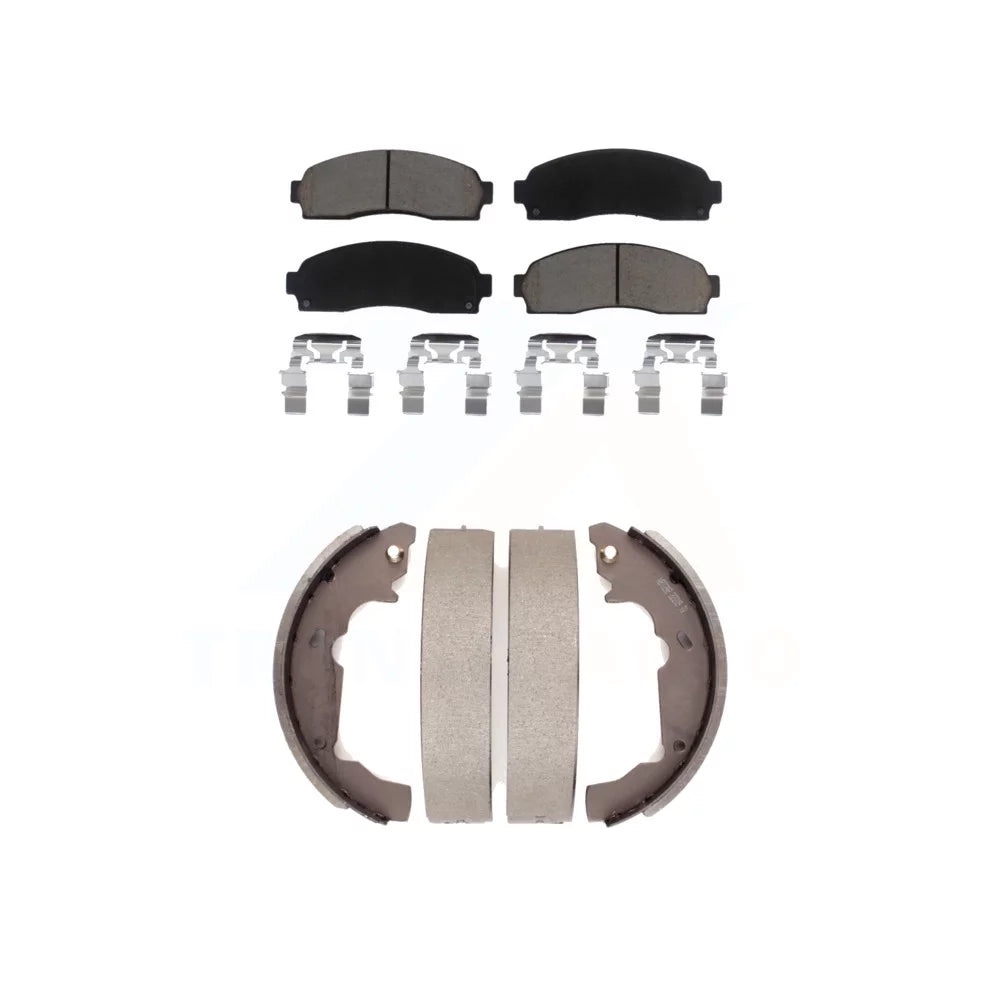 Transit Auto - Front Rear Ceramic Brake Pads And Drum Shoes Kit For Saturn Vue Chevrolet Equinox Pontiac Torrent KCN-100358