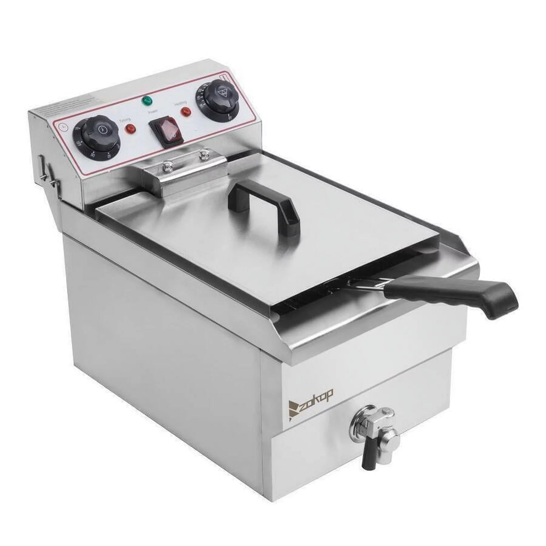 Electric Deep Fryer, Commercial Stainless Steel Fry Basket with 12L, 1700W