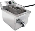 KWS DY-6 Commercial 1750W Electric Deep Fryer 5.7L Stainless Steel with Faucet Drain Valve System for Commercial and Home User