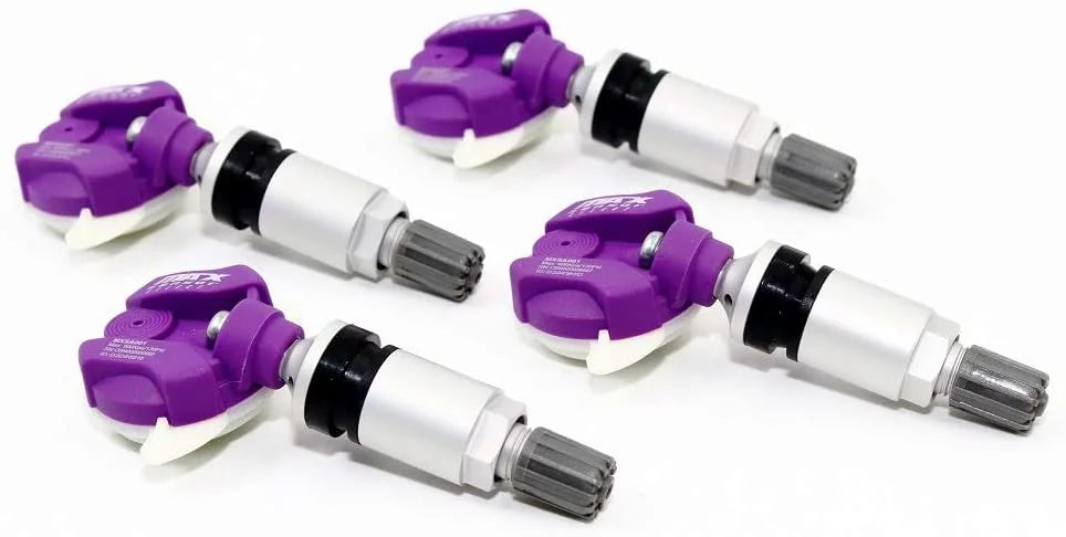 Set of 4 MAX MXSA001 TPMS 433mhz Tire Pressure Sensors for KIA Stinger Replaces 52933J5000 w/Silver Aluminum Valve Stems