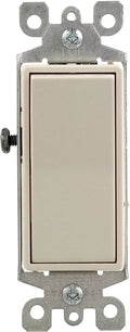 Leviton 5603-2TM 15 Amp, 120/277V Decora Rocker 3-Way AC Quiet Switch, 5-Pack, Light Almond