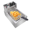 Electric Deep Fryer with Basket,DFITO 2500W 110V 6.3QT/6L Stainless Steel Single Cylinder Oil Fryer Cooking Equipment, Home/Commercial Kitchen Countertop Fryer, for Restaurants, Cafes, Snack Bars