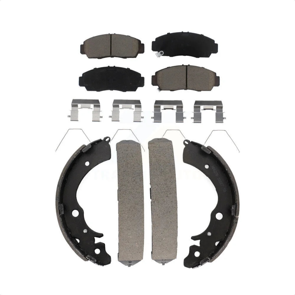 Transit Auto - Front Rear Ceramic Brake Pads And Drum Shoes Kit For Honda Civic KCN-100755