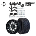 Hardcore Parts 4 Block Lift Kit for EZGO TXT (1994.5-2001.5) Electric Golf Cart with 14 Machined/Black 'LANCER' Wheels and 20x8.5-14 STINGER On-Road/Off-Road DOT rated All-Terrain tires