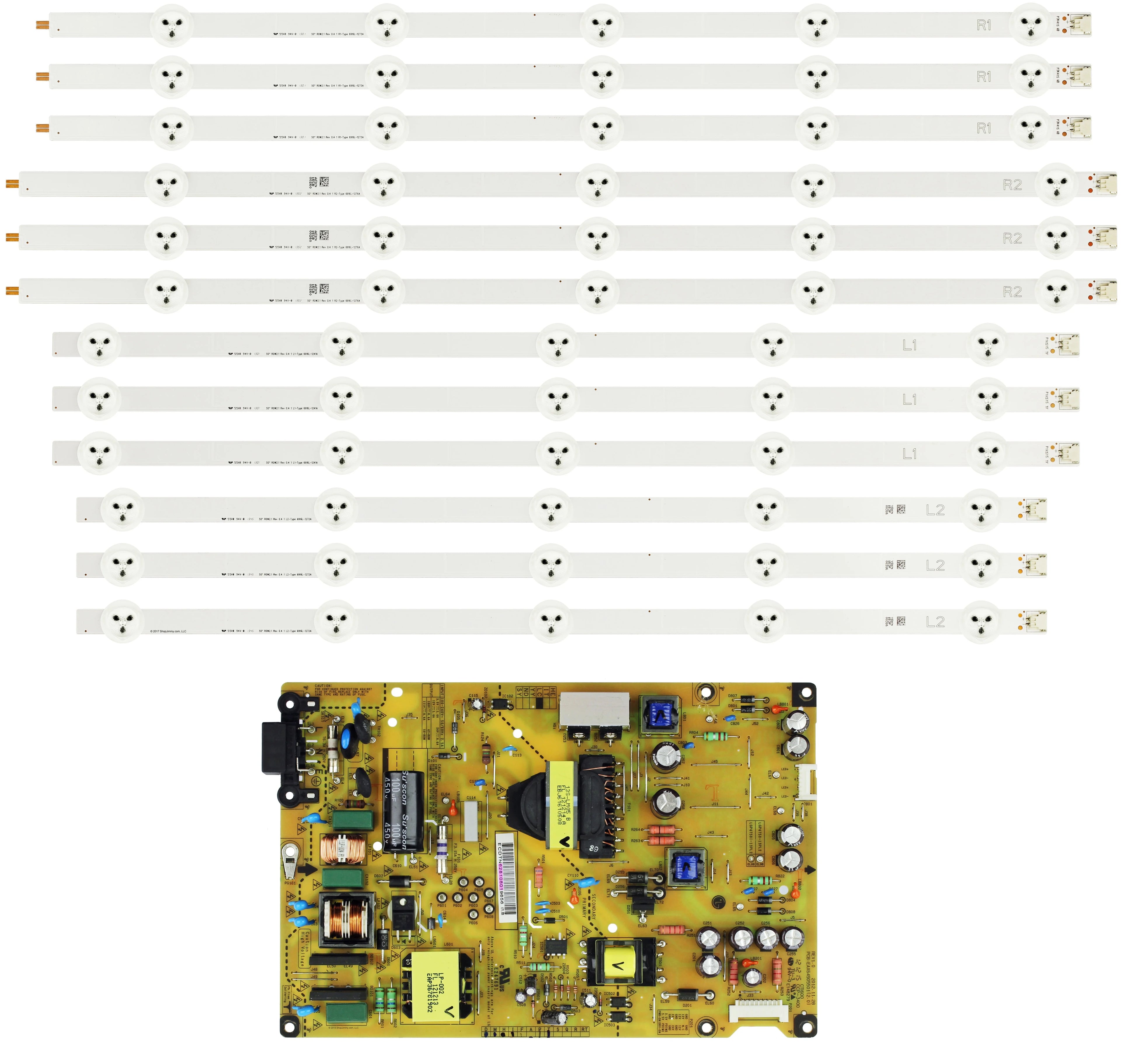 LG/Toshiba LC500DUE-SFR2 LED Backlight Strips / Power Supply Board Bundle NEW