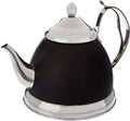 77061 Nobili 2.0 Qt. Stainless Steel Tea Kettle With Removable Infuser Basket, Quart, Opaque Black, 2.0 Quart