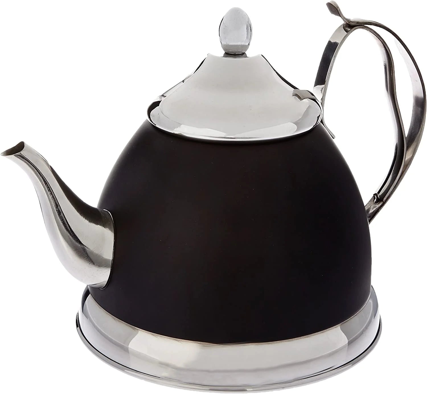 77061 Nobili 2.0 Qt. Stainless Steel Tea Kettle With Removable Infuser Basket, Quart, Opaque Black, 2.0 Quart