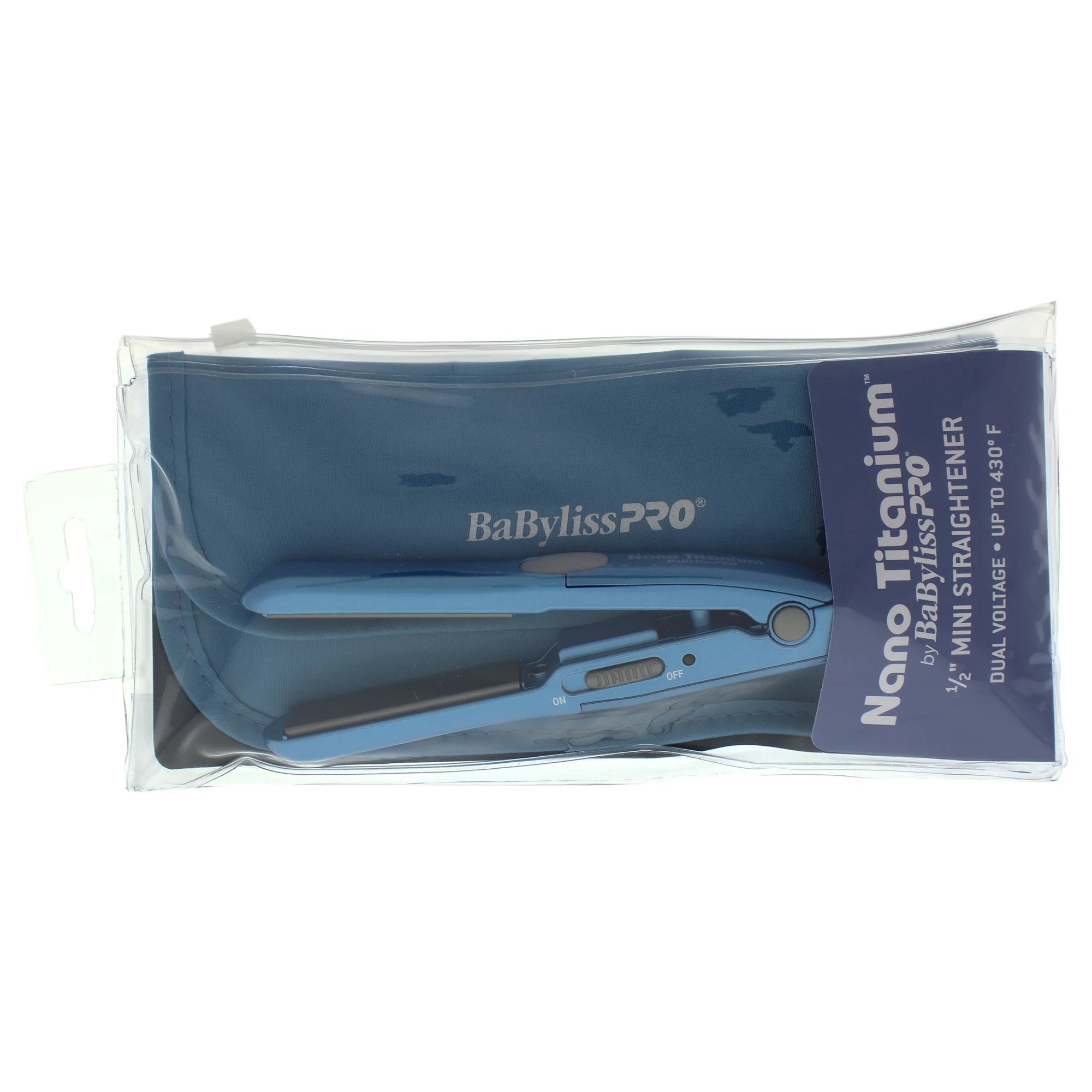BaBylissPRO Nano Titanium Travel Size Professional 1 Ceramic Mini Flat Iron Hair Straightener, Ionic, Blue