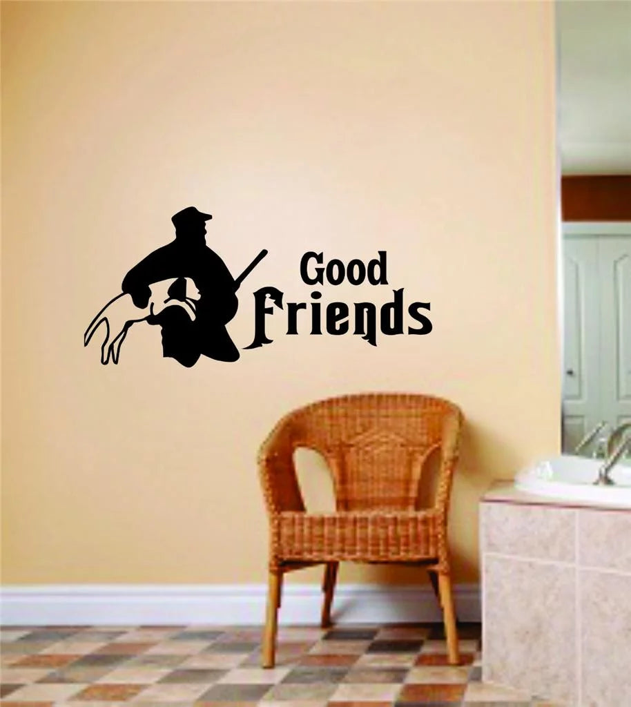Custom Decals Good Friends Letters Buck Deer Image Animal Hunting Hunter Man Gun Boys 12 X 24 Inches