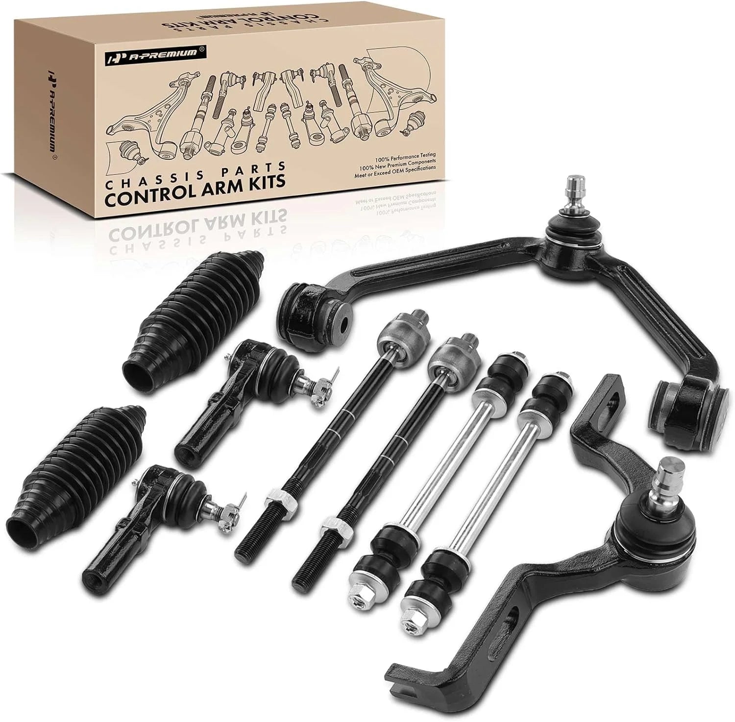 A-Premium 10Pcs Front Kit, Upper Control Arm with Ball Joint, Sway Bar, Tie Rod End, Steering Rack Boot Kit, Compatible with Ford Explorer Sport 2001-2003 Explorer Sport Trac 2001-2005