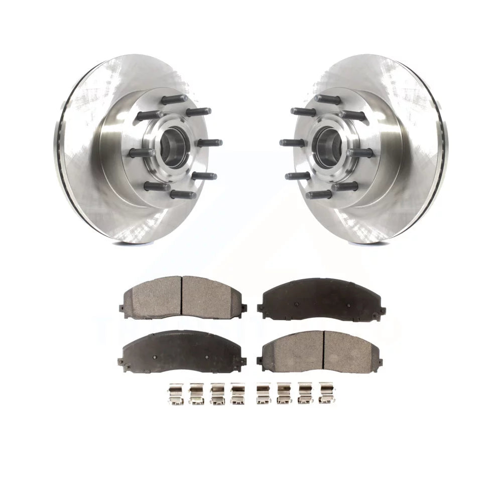 Transit Auto - Front Disc Brake Rotors Hub Assembly And Semi-Metallic Pads Kit For Ford F-250 Super Duty F-350 K8F-102814
