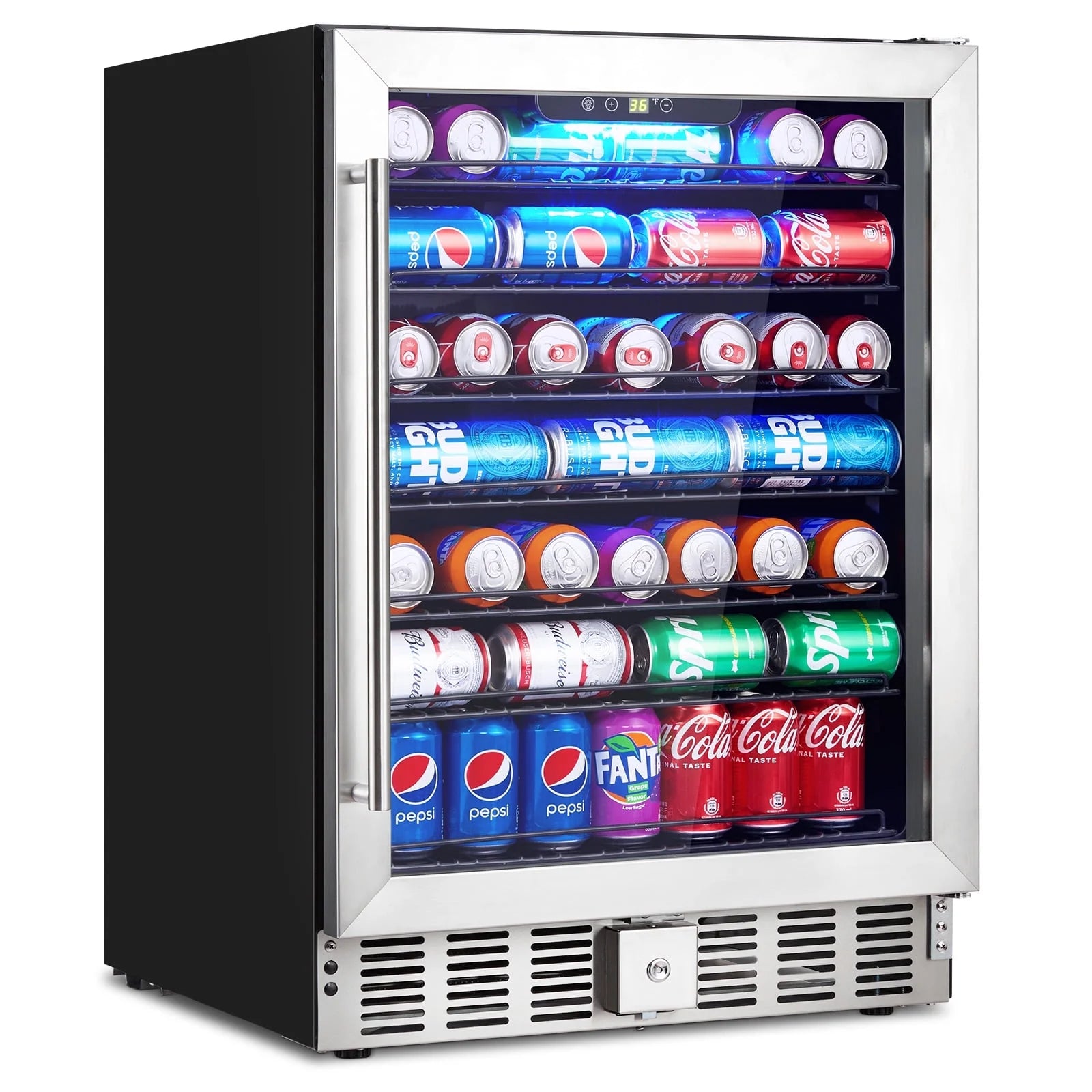 Homhougo¡ª24 Beverage Refrigerator Freezer, 7 Shelf Beverage Cooler, Modern Touch Smart Digital 34¡ã-54¡ãF Temperature Control, Freestander Wine Cooler For Home And Kitchen