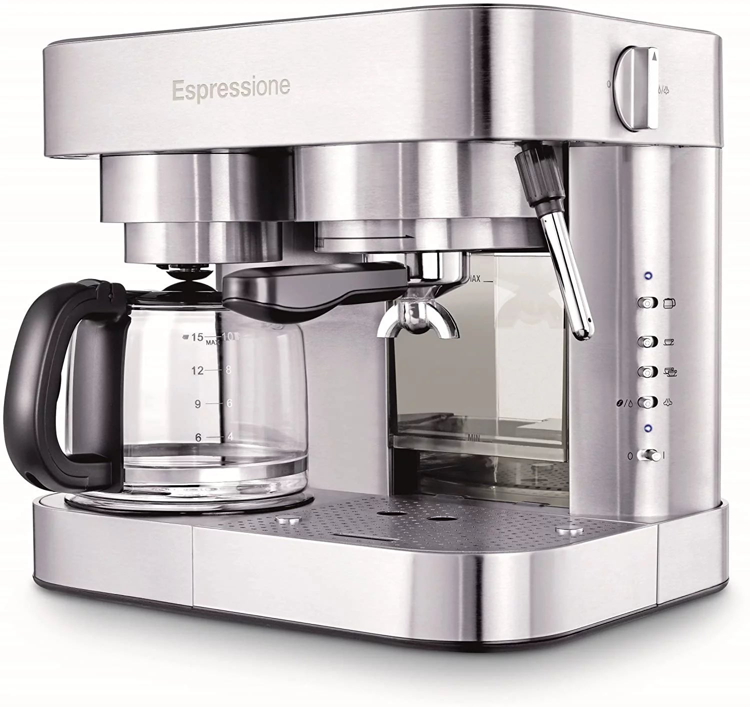 durable Espressione Combination Stainless Steel Espresso + Coffee Maker
