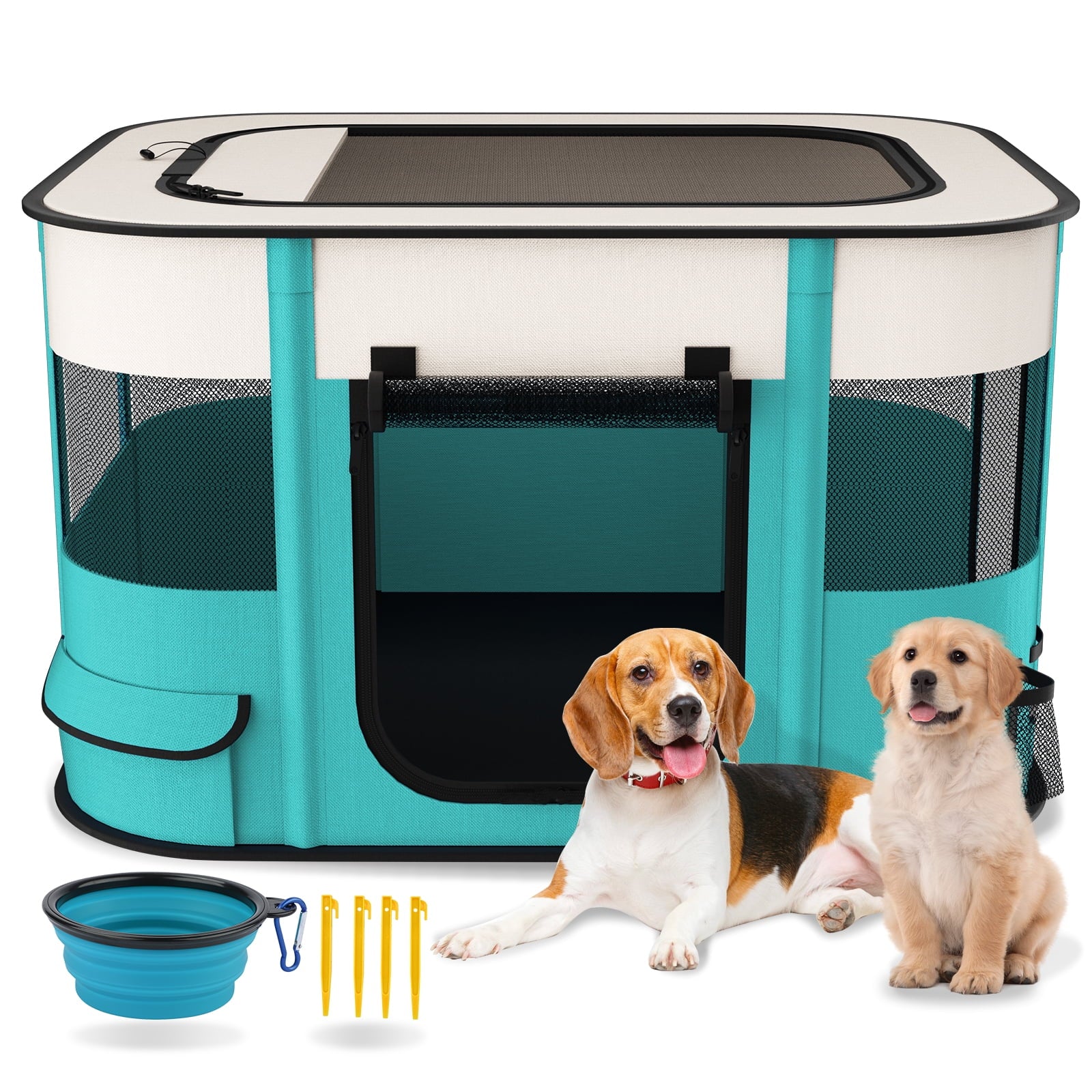 BEBANG Pet Playpen, Foldable Portable Dog Cat Playpens Exercise Kennel Tent, Removable Shade Cover,?Indoor Outdoor Travel Camping?Use