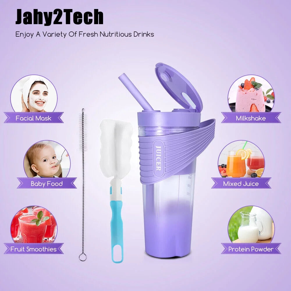 JahyElec Smoothie Mixer - Portable Personal Mini Juicer Cup with USB Rechargeable Blender Functionality