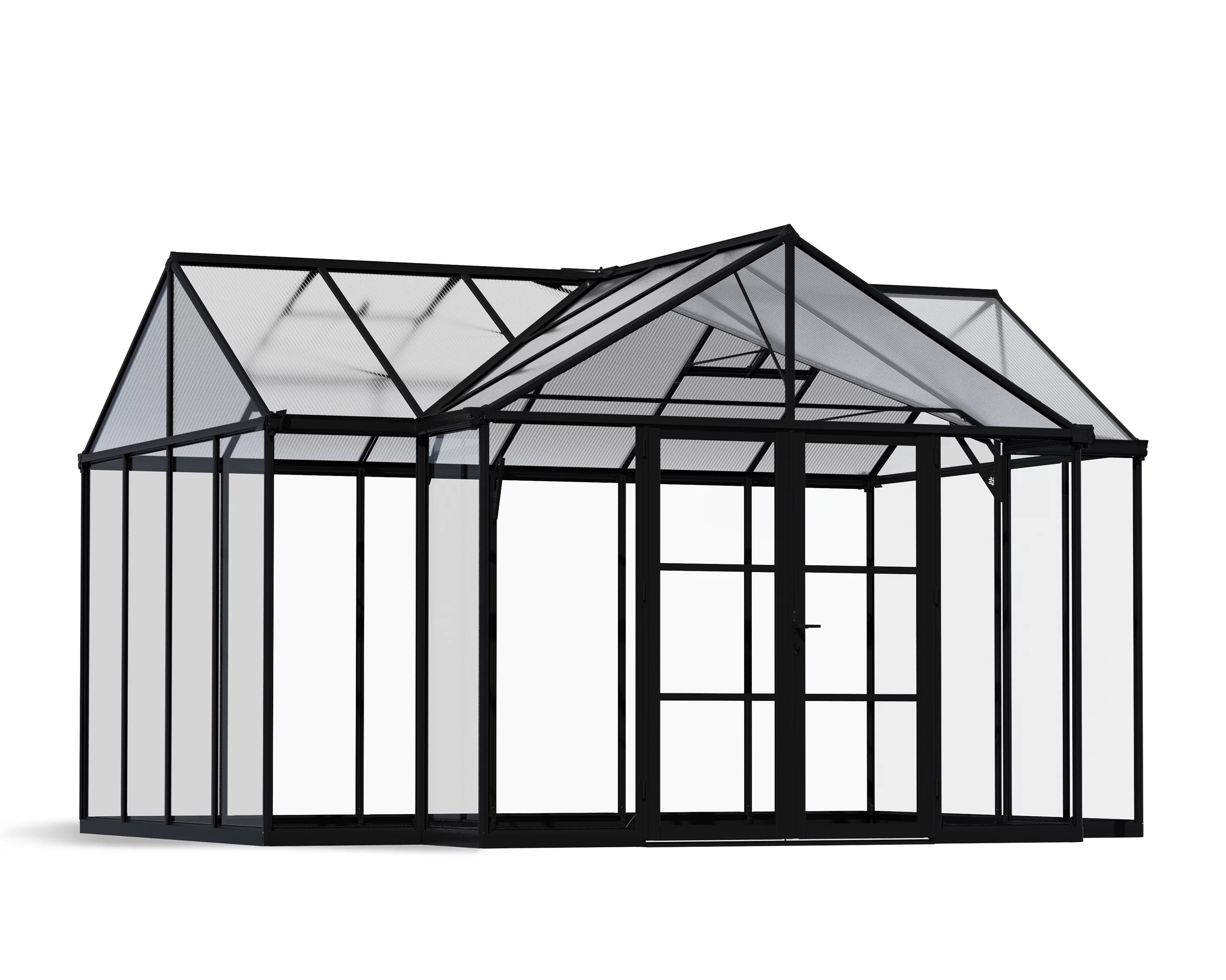 Palram - Canopia Triomphe Chalet - 12' x 15' - Walk-In Hobby Greenhouse - Black - with 2 Roof Vents