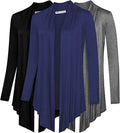 Free to Live 3 Pack Women's Long Sleeve Cardigans - Open Front Drape Lightweight Knit Sweater