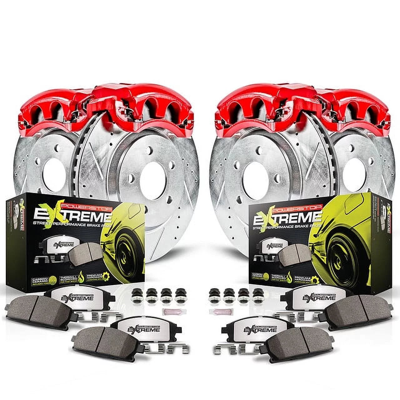 Power Stop Front and Rear Z26 Street Warrior Brake Pad Rotor and Caliper Kit KC4229-26