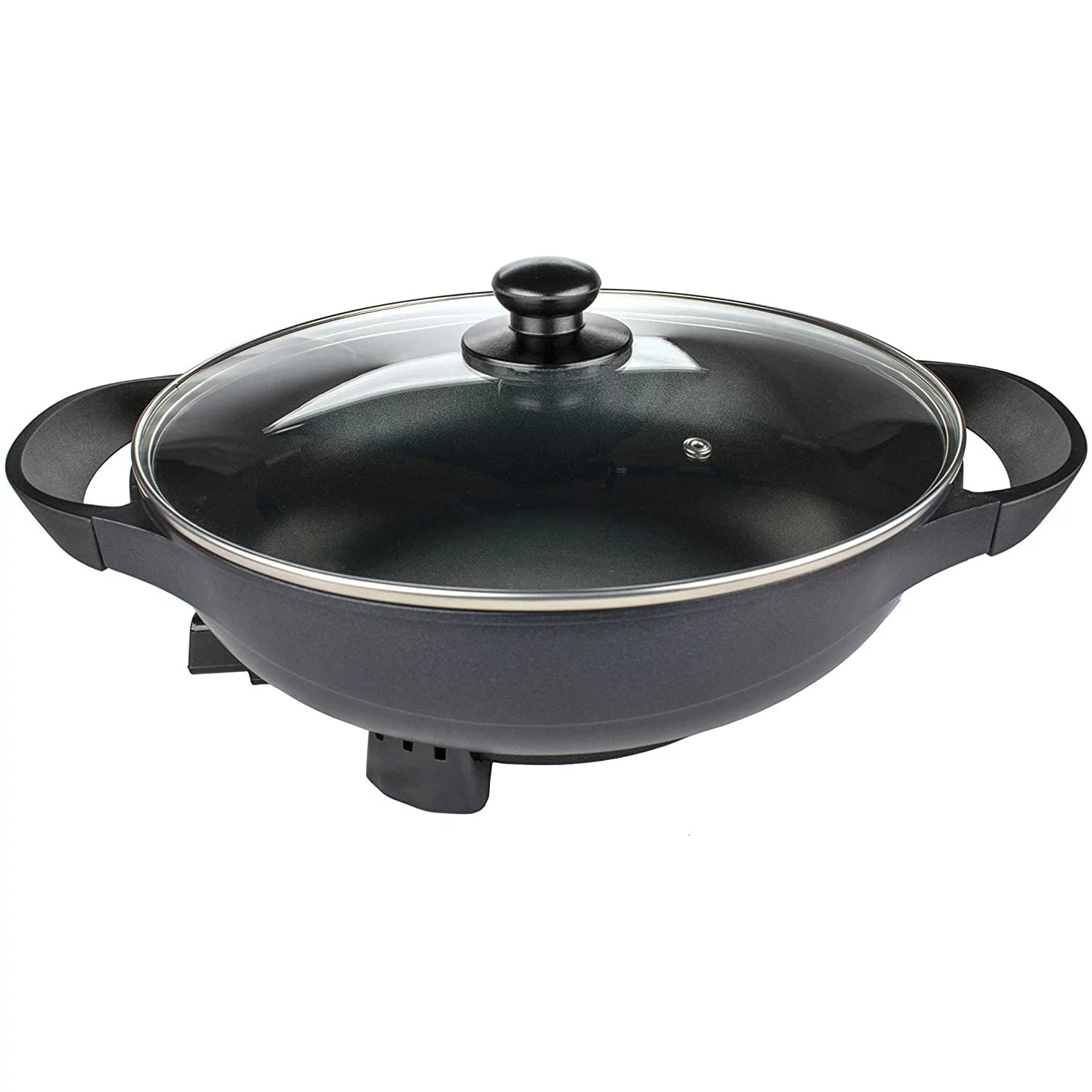 Brentwood Appliances SK-69BK 13-Inch Non-Stick Flat-Bottom Electric Wok Skillet with Vented Glass Lid Other Kitchen Appliances, Normal, Black