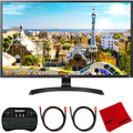 LG 32UD59-B 32 inch 4K UHD LED Monitor 3840 x 2160 16:9 Bundle with Deco Gear 2.4GHz Wireless Backlit Keyboard Smart Remote with Touchpad Mouse, 2x HDMI Cable and Microfiber Cleaning Cloth