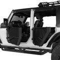 Hooke Road 4Pcs Tubular Front & Rear Half Doors for 2007-2018 Jeep Wrangler JK Textured Steel Black