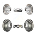 Transit Auto - Front Semi-Metallic Rear Ceramic Pads And Coated Disc Brake Rotors Hub Assembly Kit For Ford E-350 Super Duty E-250 E-150 Econoline KGA-104431