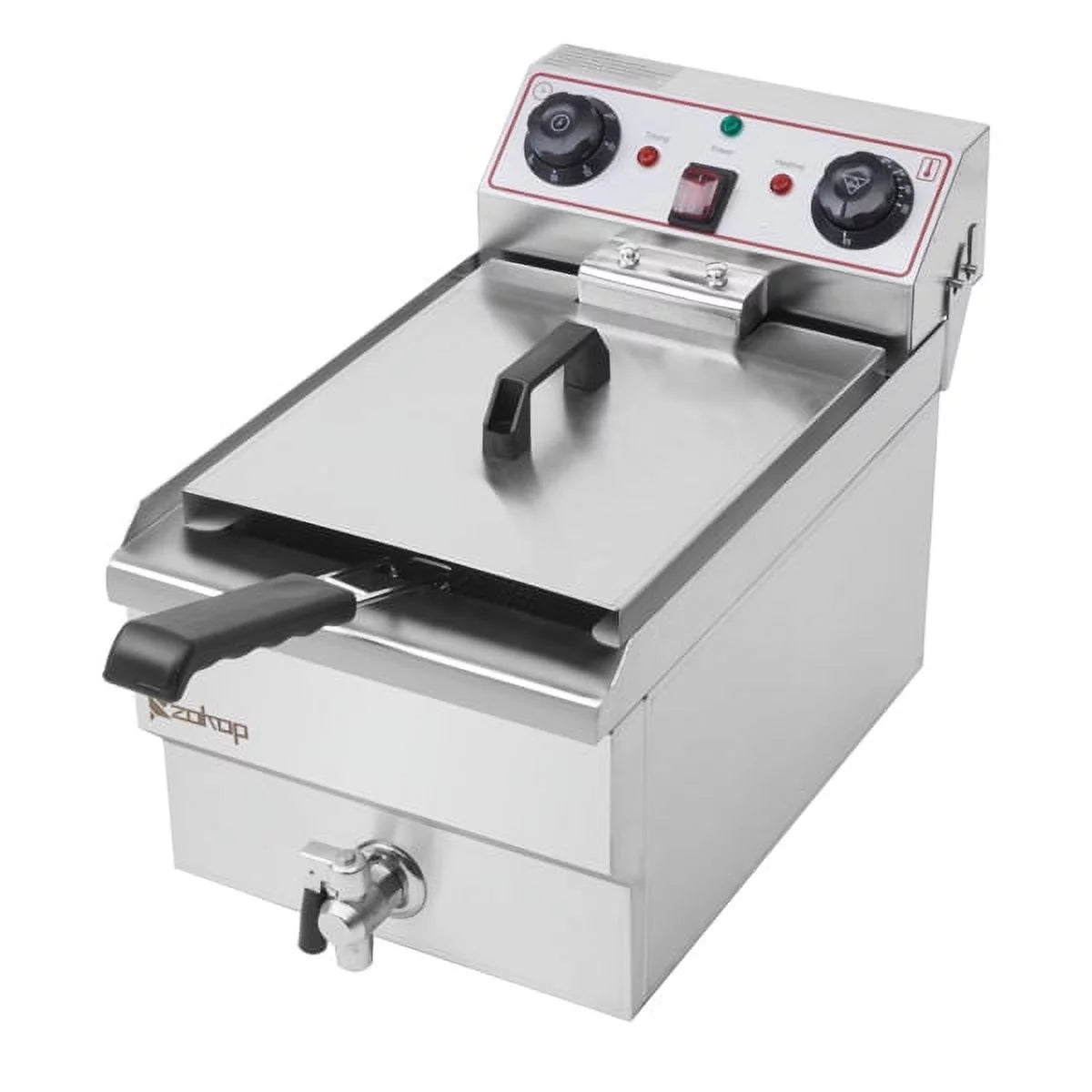 Fithood EH101V 8.5QT/8L Total Capacity 12.5qt/11.8l Stainless Steel Faucet Single Tank Deep Fryer 1700W Max (8L Large Fryer Blue / Large Handle)