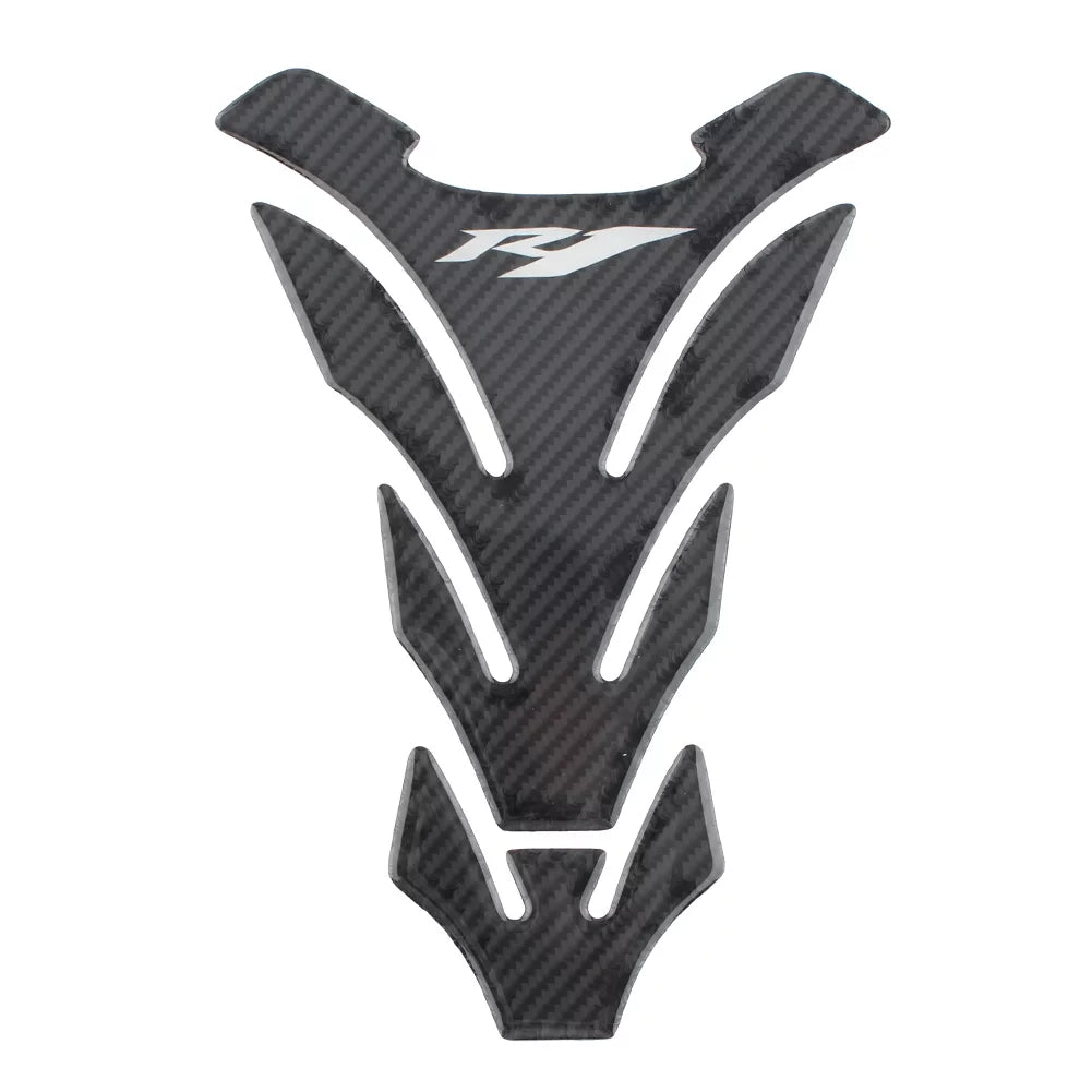 BFY Motorcycle Fuel Gas Fairings Body Oil Tank Protective 3D Fish Bone Sticker for Yamaha YZF R1, White