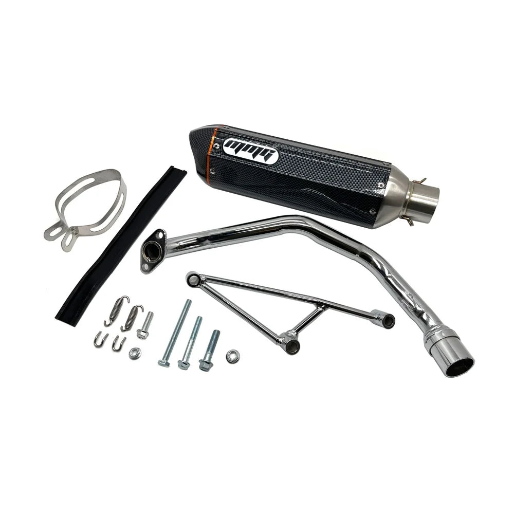 MMG Exhaust System Muffler for GY6 125cc 150cc 4 Stroke Scooters (Carbon Fiber Finish)