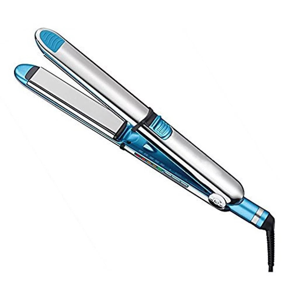Nano Titanium Prima 3000 1.25 Ceramic Flat Iron Hair Straightener, 2 in 1 Twist Straightening Flat Iron for Curls, Waves, Straight hairIonic, Silver