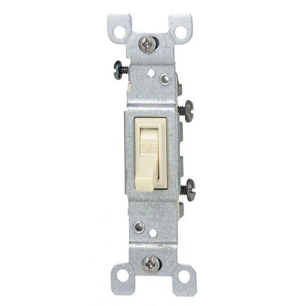 Leviton M03-01451-2AM 15 Amp SP Quiet Switch Grounded, Almond, 10-Pack